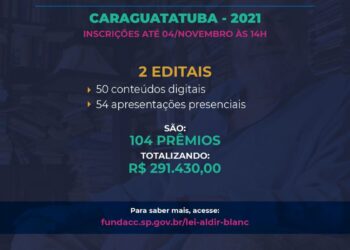 Fundacc, Conselho Municipal de Políticas Culturais e Prefeitura de Caraguatatuba lançam editais para a aplicação dos recursos remanescentes da Lei Aldir Blanc