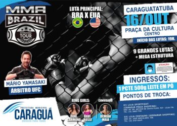 Lutas de MMA Brazil Tour com disputas internacionais acontecem neste sábado (16) em Caraguá com patrocínio do Serramar Shopping