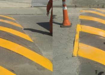 Importante via do Morro do Algodão recebe reforço de sinalização de lombada