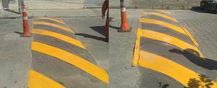 Importante via do Morro do Algodão recebe reforço de sinalização de lombada