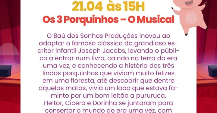 Mostra “Contos e Encantos” ganha mais apresentações neste feriado (dias 20 e 21/4) e no final de semana (dias 23 e 24/4) no Serramar Shopping 