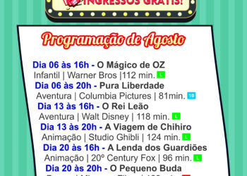 Projeto Cine Clube traz programação diversificada no mês de agosto