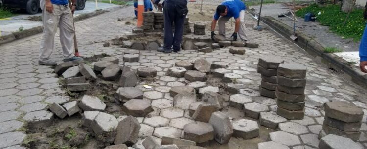 Jardim Jaqueira recebe recolocação de bloquetes e reparo de sarjeta