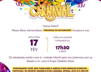 Escola Paideia de Caraguá tem folia garantida hoje (17/02) com seu bloco carnavalesco ‘Pintinhos do Entardecer’