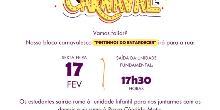 Escola Paideia de Caraguá tem folia garantida hoje (17/02) com seu bloco carnavalesco ‘Pintinhos do Entardecer’