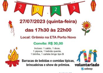 *‘Arraiá da Solidariedade da Sabesp no Litoral Norte acontece no próximo dia 27/07 e voluntários já arrecadam itens para a festa que terá muita diversão para toda família*