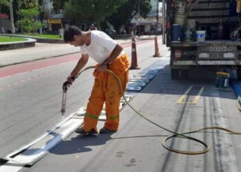 Área central de Caraguatatuba tem sinalização de solo revitalizada