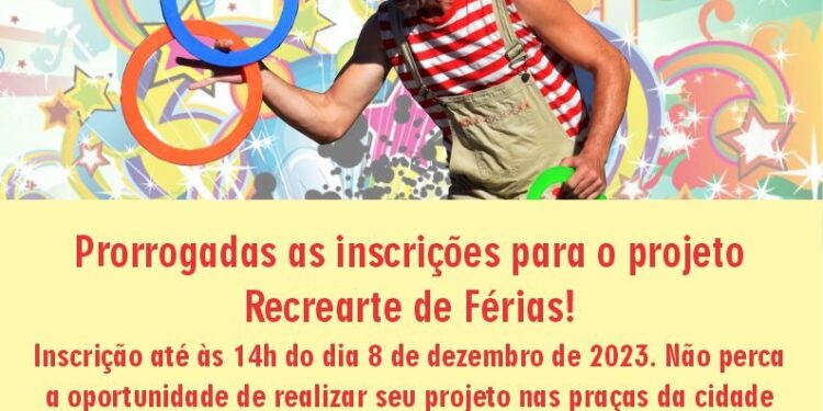 Projeto Recrearte de Férias tem inscrições prorrogadas até dia 8