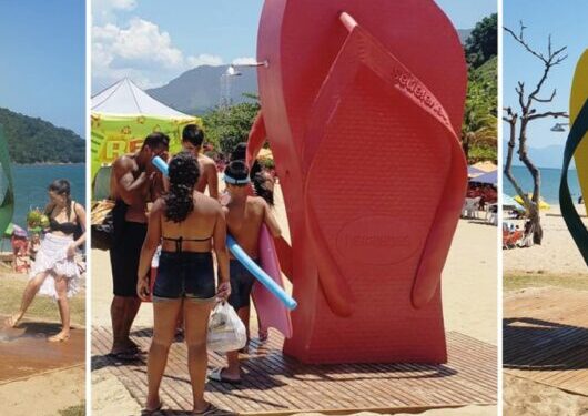 Parceria com Havaianas proporciona duchas gratuitas nas praias Cocanha e Martim de Sá