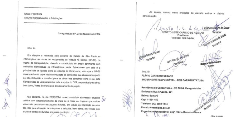 Vereadores encaminham ofício ao DER e cobram alternativas para evitar transtornos na SP-55 durante obras de recapeamento