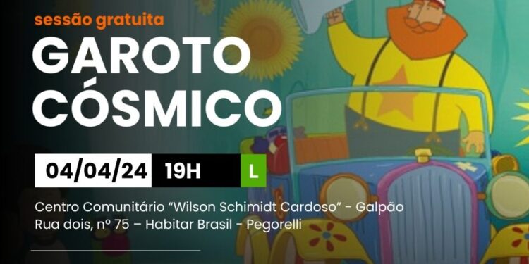 Cinema nos Bairros tem sessão com pipoca no Pegorelli