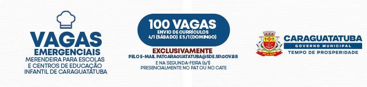 Caraguatatuba oferece 100 vagas emergenciais para merendeiras em escolas e centros de educação infantil