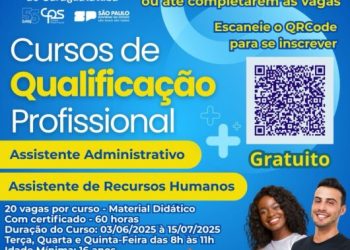 Caraguatatuba abre inscrições para cursos gratuitos de Assistente Administrativo e Assistente de Recursos Humanos