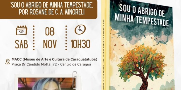 *’Sou o Abrigo de Minha Tempestade’, da autora Rosane de Castro Alves Minoreli, será lançado neste sábado (08) no MACC*